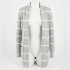 Athleta Coastal Gray and White Striped Knit Cardigan Size XXS Oversized